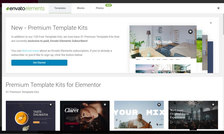 Plugin Envato Elements pour WordPress et Elementor